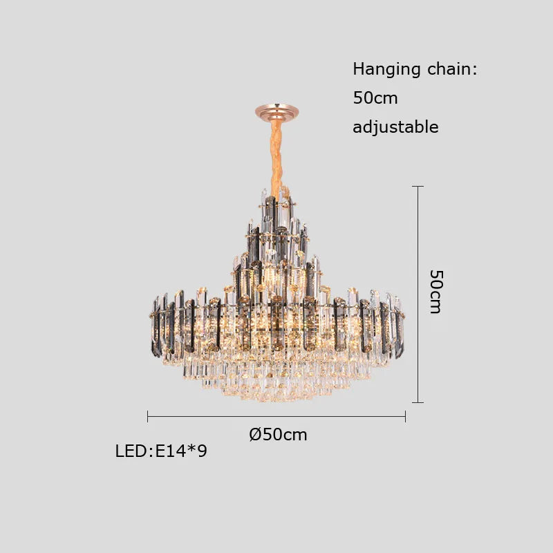 Afralia™ Crystal LED Oval Round Chandelier Hanging Lamp - Dimmable Ceiling Pendant