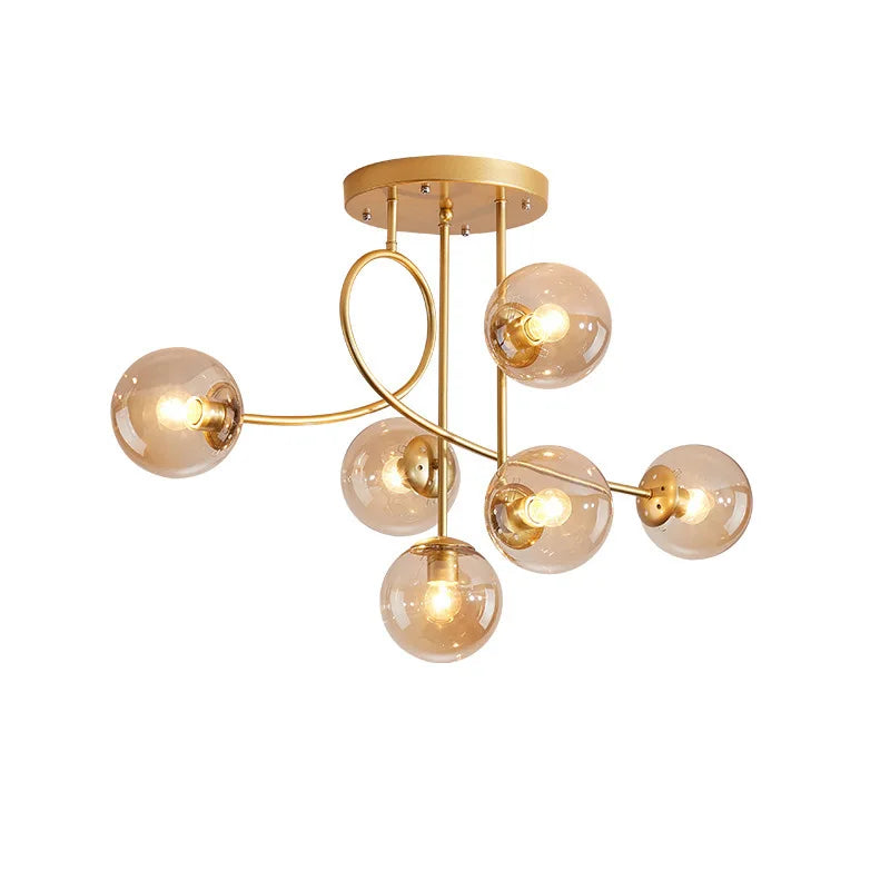 Afralia™ Glass Ball LED Ceiling Chandelier - Modern Nordic Pendant Light for Living Room