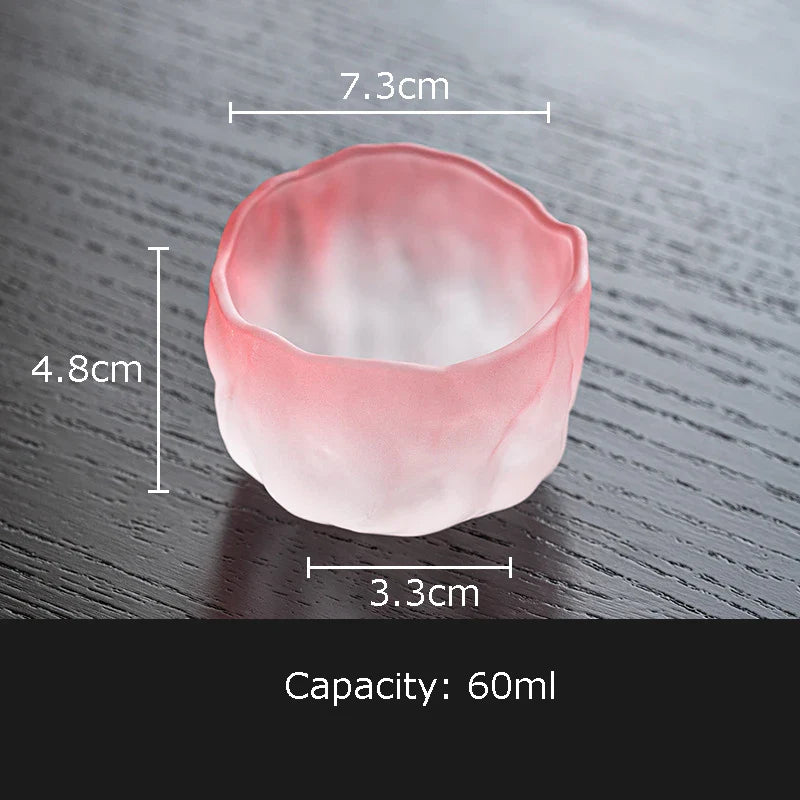 Afralia™ Pink Glass Tea Cups with Saucer Set for Afternoon Tea or Coffee