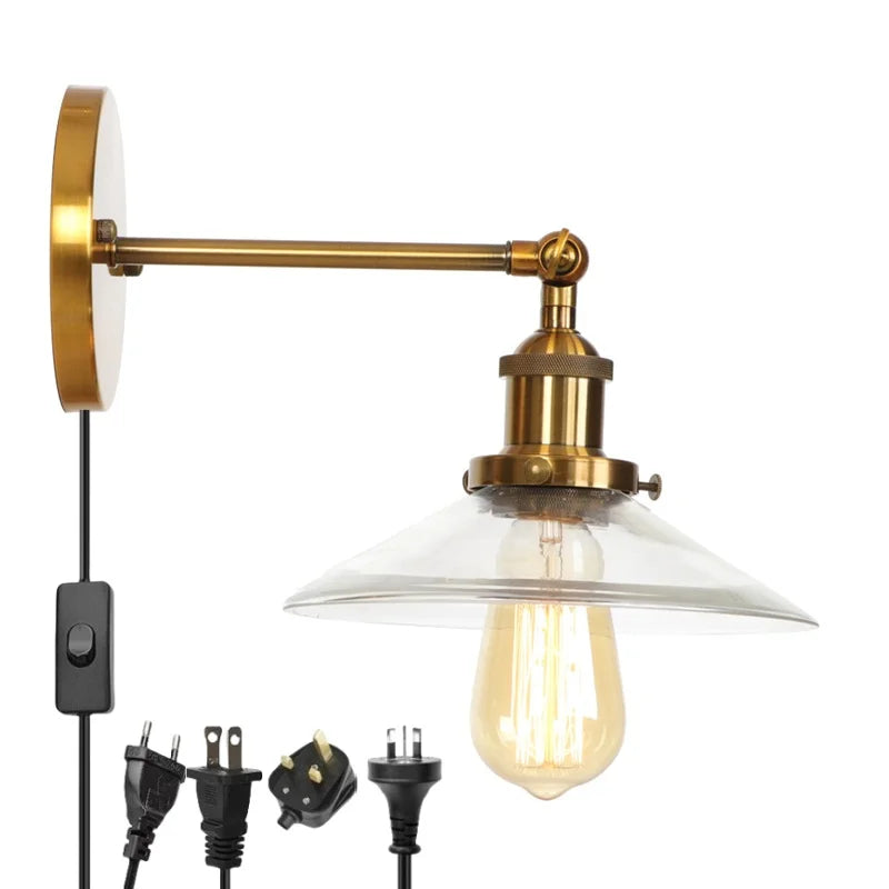 Afralia™ Vintage Industrial LED Wall Lamp with Clear Glass Shade