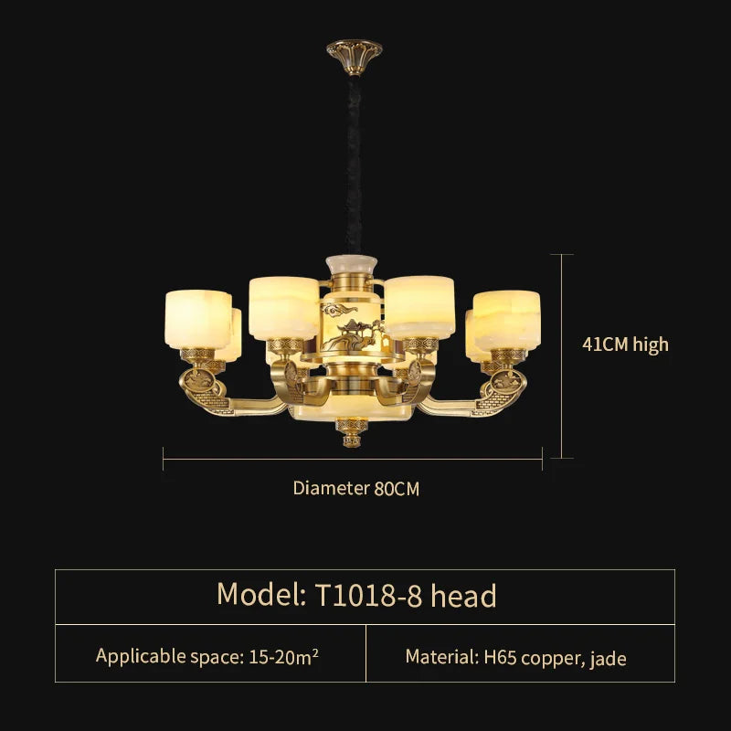 Afralia™ Natural Jade Chandelier - Luxurious Zhongshan Lamps for Dining, Bedroom, and Living Room