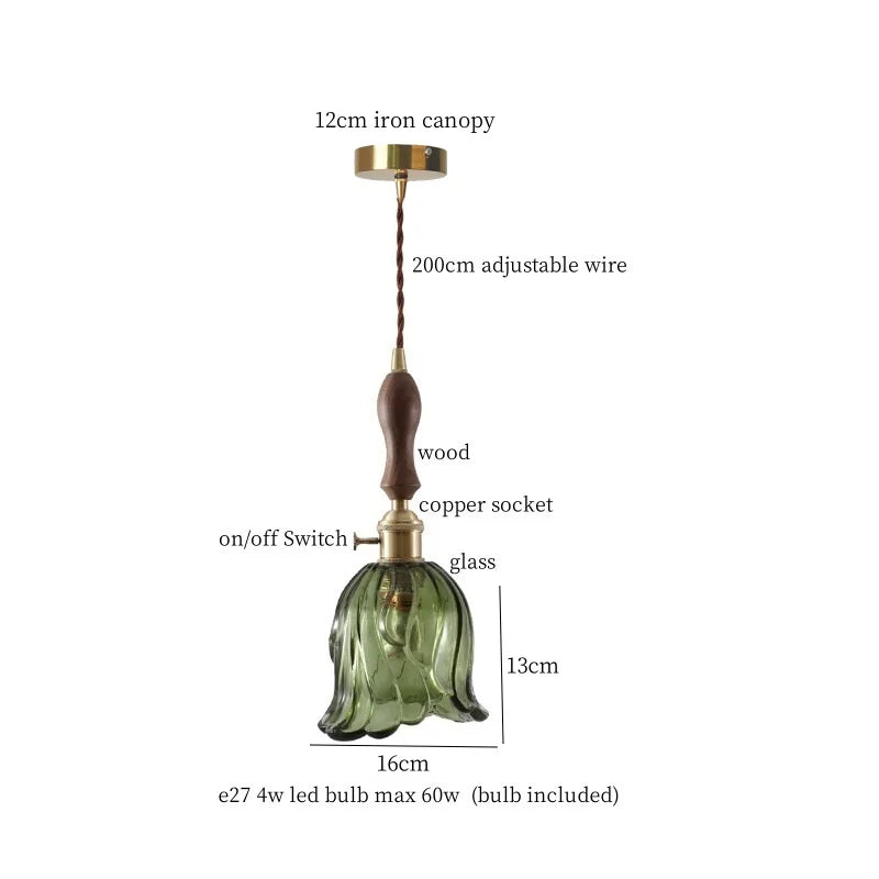 Afralia™ Vintage Glass LED Pendant Light for Cafe Restaurant Living Room