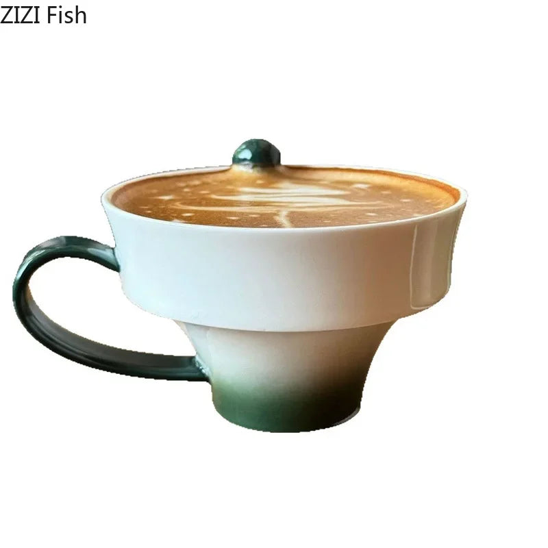 Afralia™ Gradient Ceramic Cup & Saucer Set - Colorful Tea & Coffee Mug for Dining Table