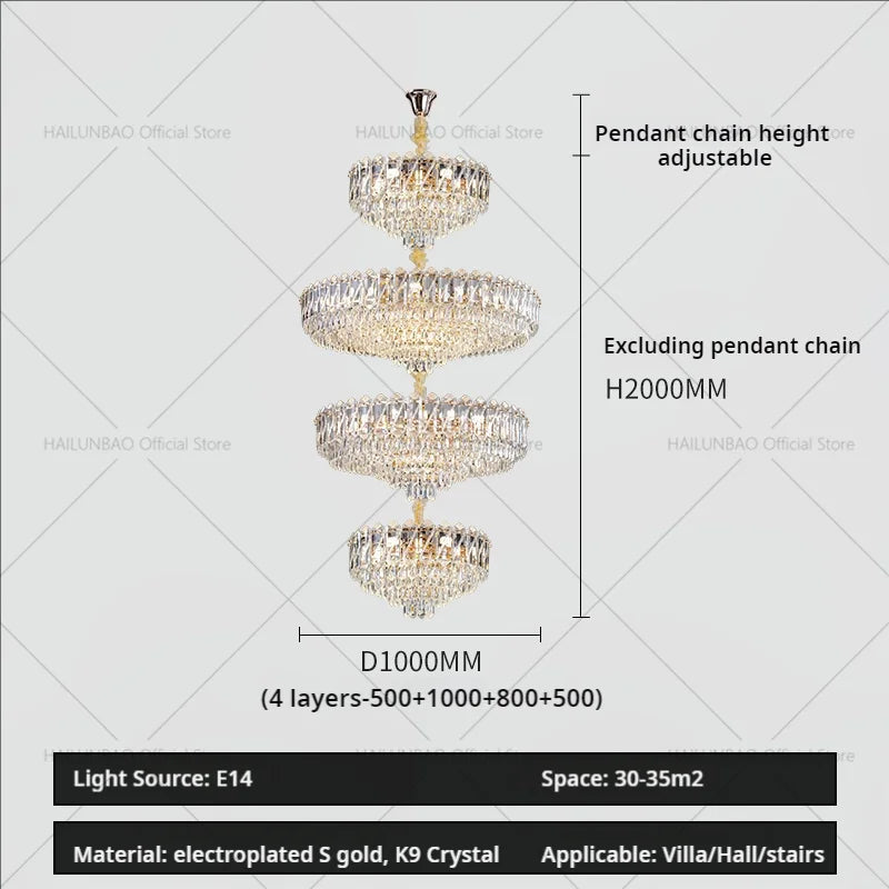 Afralia™ Crystal Living Room Chandelier: Modern Luxury High-Rise Villa Personality Creative Hotel Décor