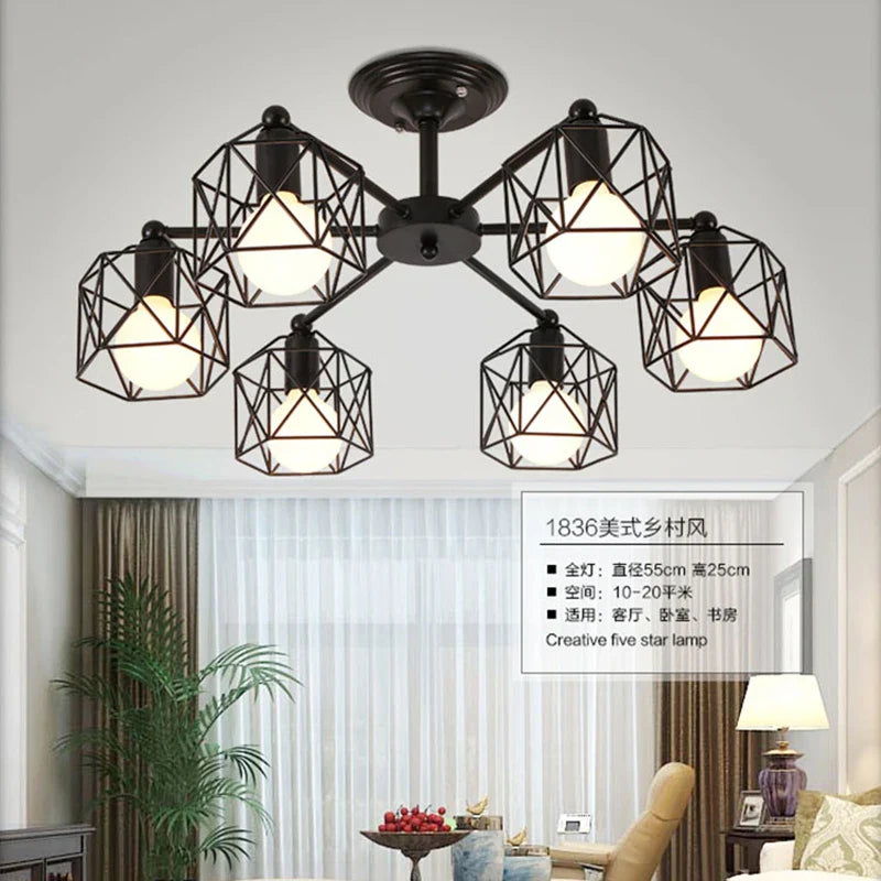 Afralia™ Vintage Loft Chandelier E27 Ceiling Lights for Kitchen Bedroom Living Room