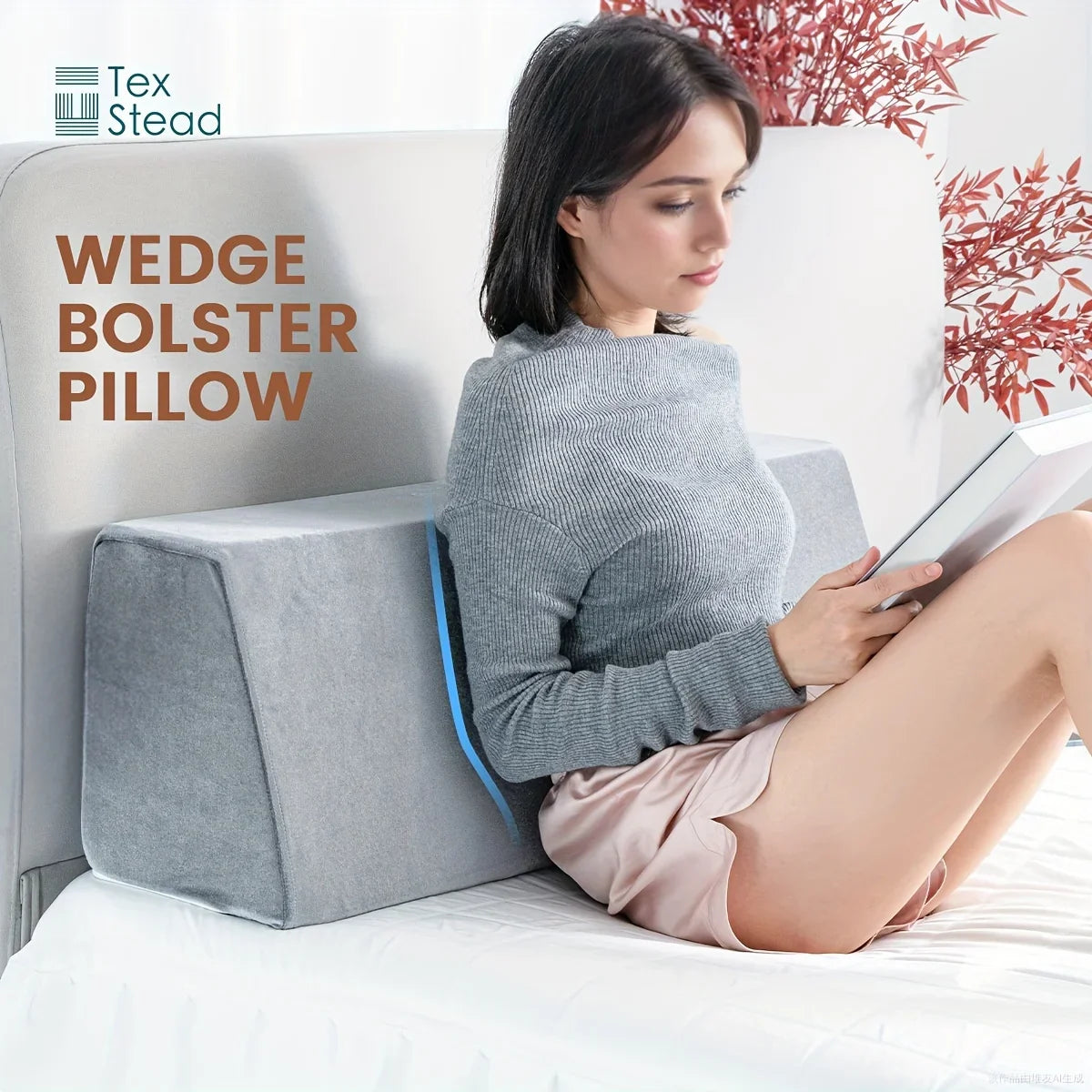 Afralia™ Memory Foam Wedge Bolster Pillow with Linen Case, Long Daybed Support Companion