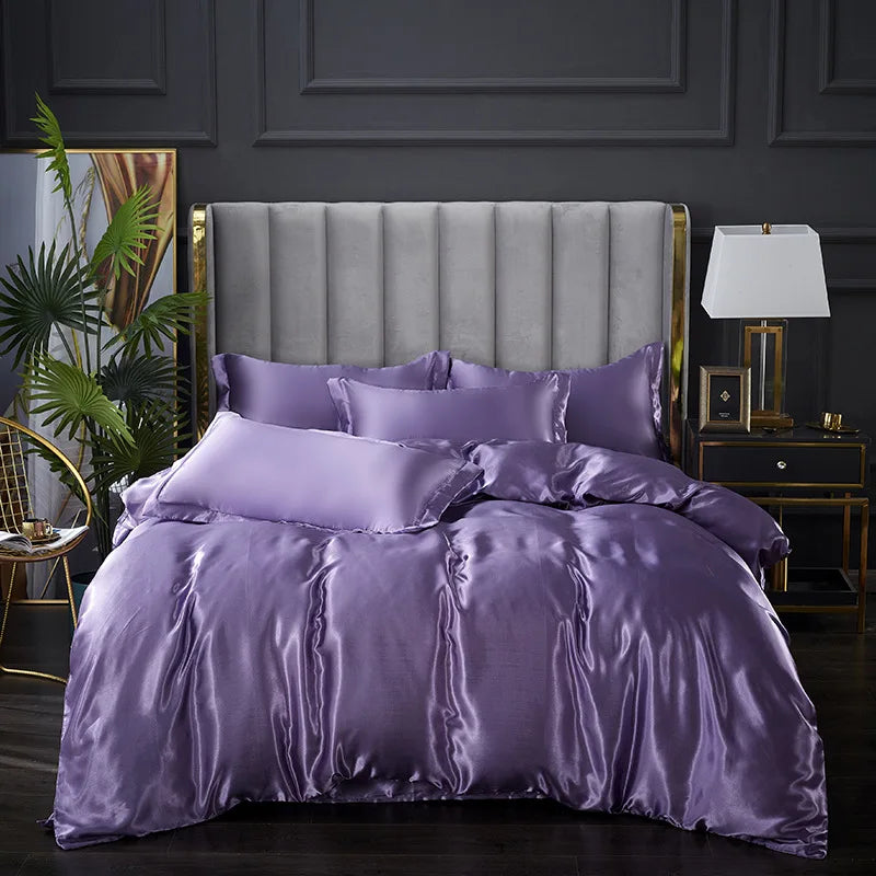 Afralia™ Silky Ice Solid Color Bedding Set for Cool Summer Sleep