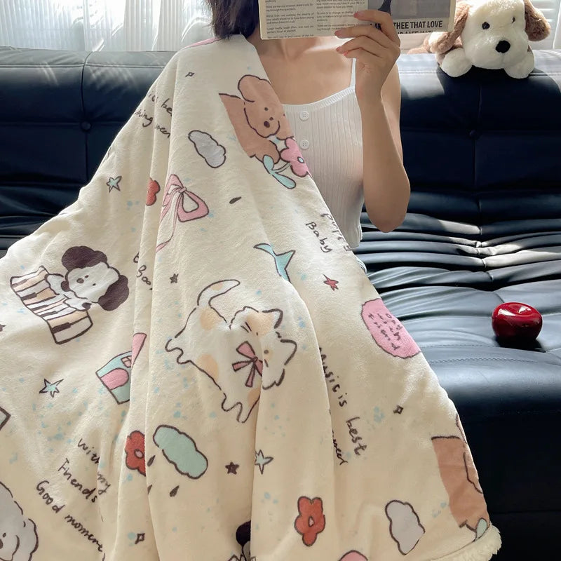 Afralia™ Lamb Nap Cartoon Coral Velvet Blanket: Super Soft, Thick, and Cute for Winter
