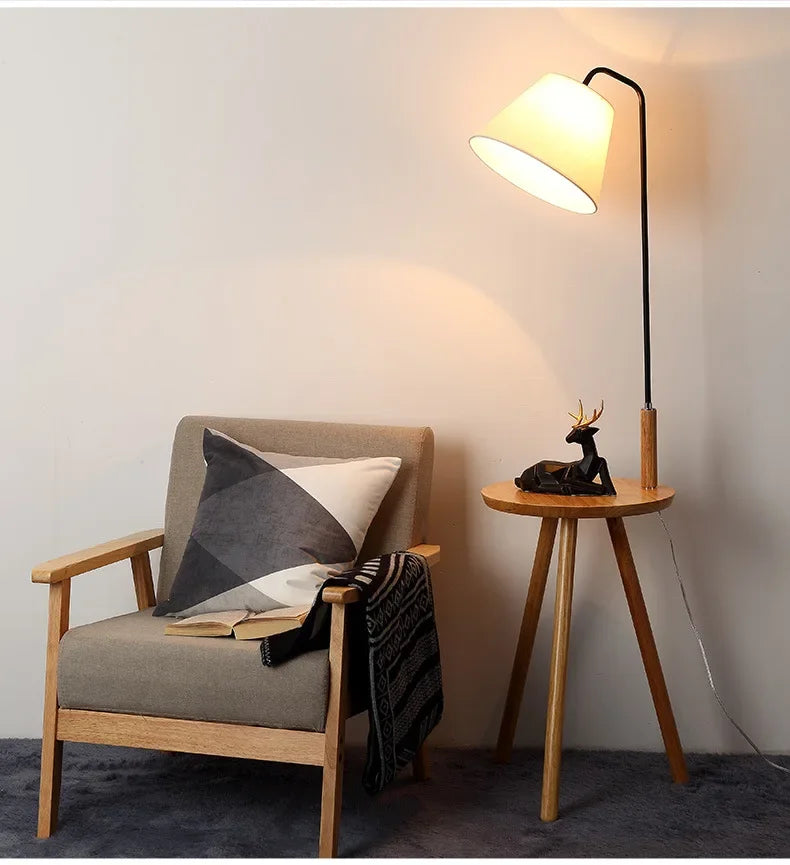 Afralia™ Nordic Wood LED Floor Lamp for Modern Living Room and Study