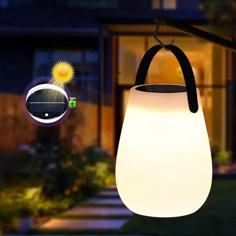 Afralia™ Solar LED Table Lantern with USB Rechargeable Battery and Silicone Handle