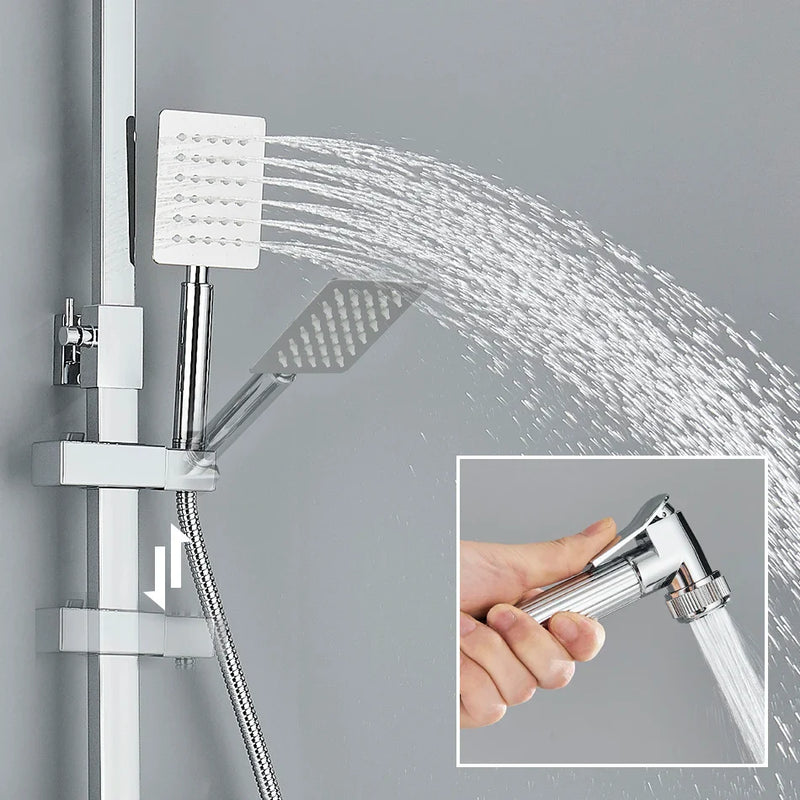 Afralia™ Rainfall Shower Faucet Set with Wall Mount Tub Spout and Bidet Taps