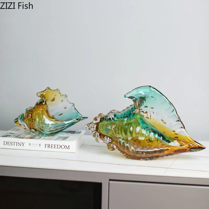 Conch Shell Sculpture by Afralia™ - Modern Transparent Decor Ornament for Aesthetic Rooms