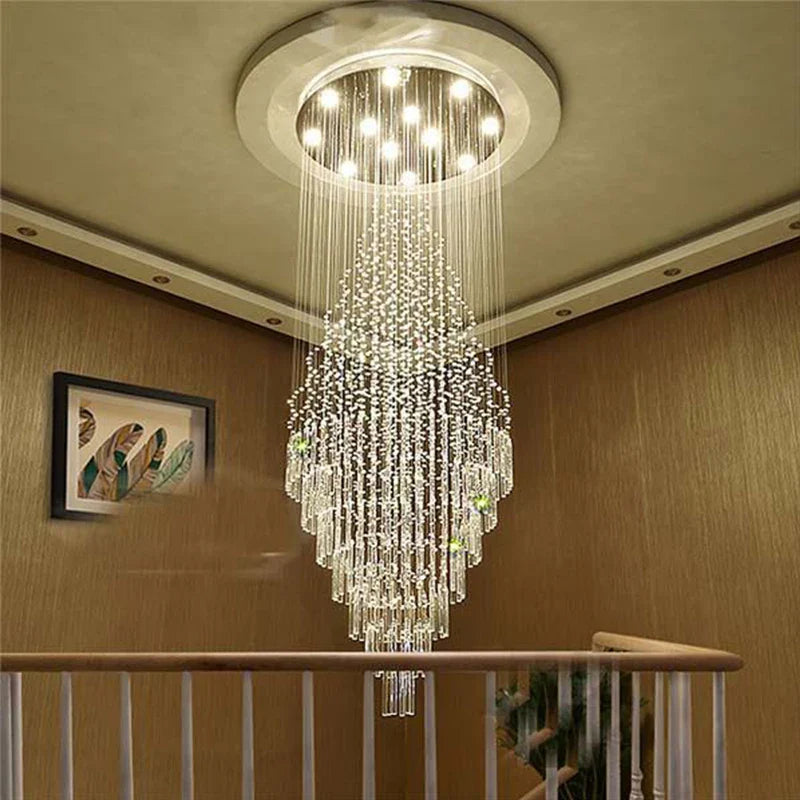 Afralia™ Crystal Chandelier Lighting Luxury Home Decor Loft Villa Stairs Chandeliers