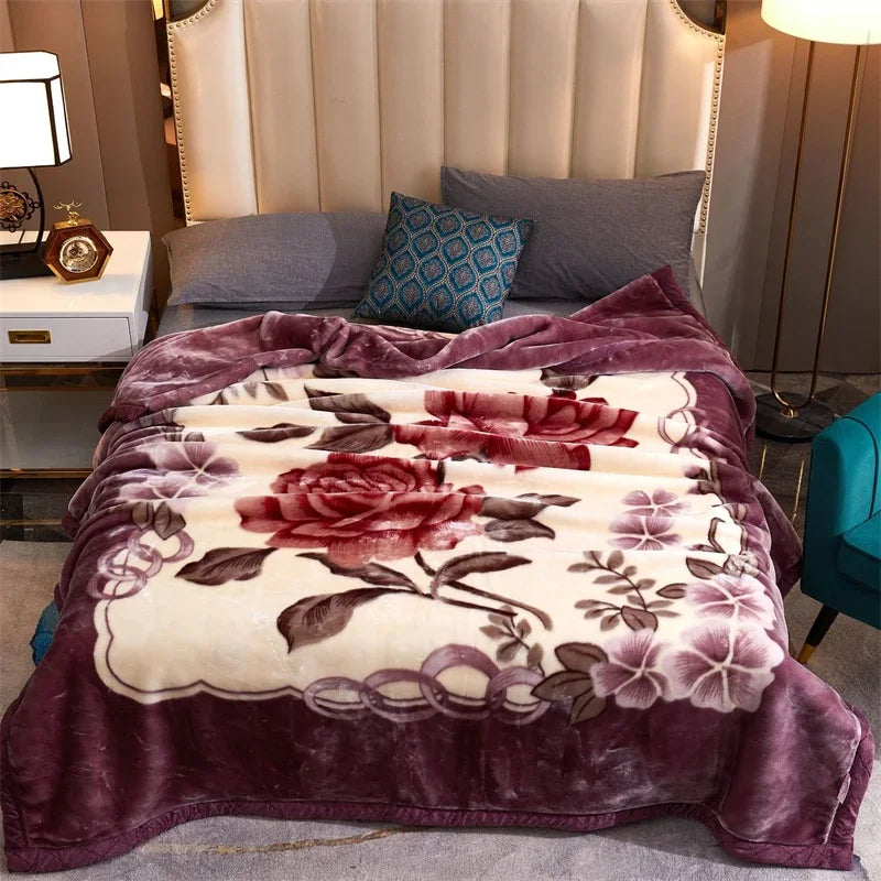 Afralia™ Winter Raschel Blanket: High-End, Warm, and Skin-Friendly for Single & Double Beds
