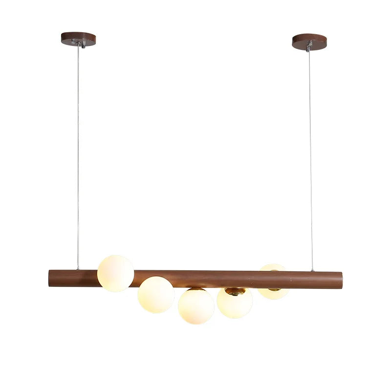 Afralia™ Burly Wood Walnut Glass Pendant Light for Living Room Bar Foyer