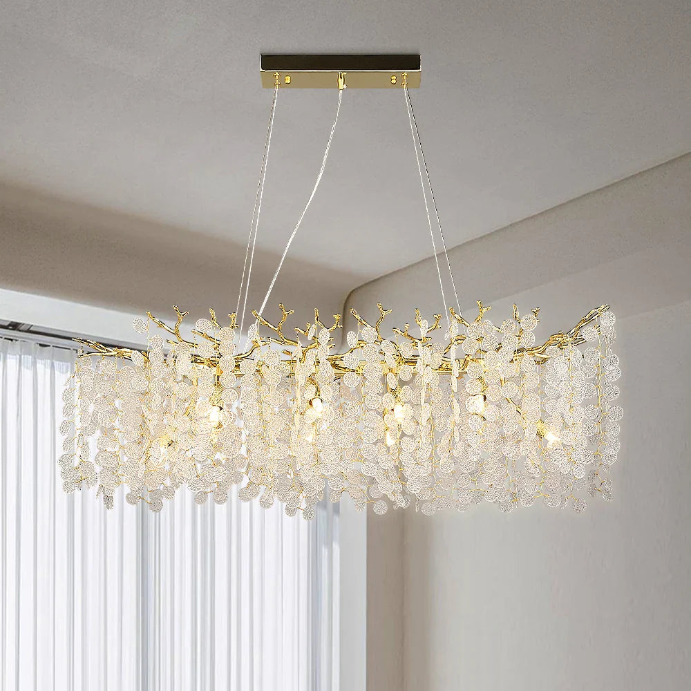 Afralia™ Gold Money Tree Branch Crystal Chandelier for Living Room and Bedroom