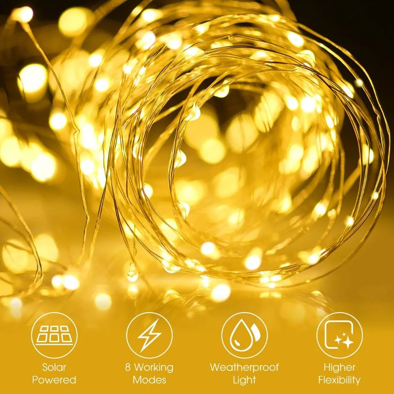 Afralia™ Solar LED Outdoor String Lights for Holiday Party Garden Decor