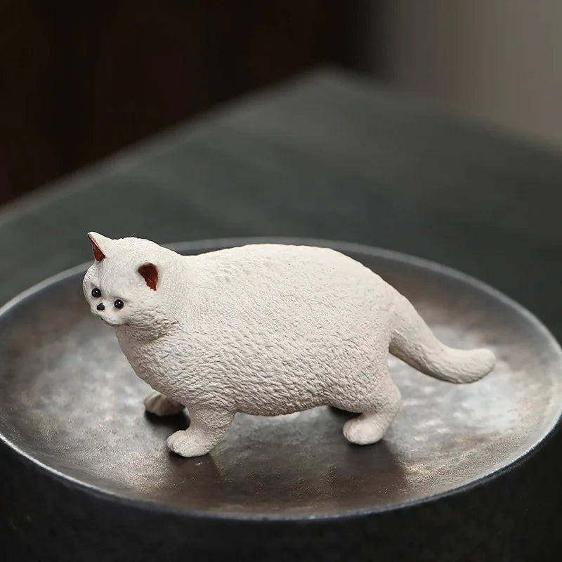 Afralia™ Ceramic Cat English Shorthair Sculpture for Home Decor