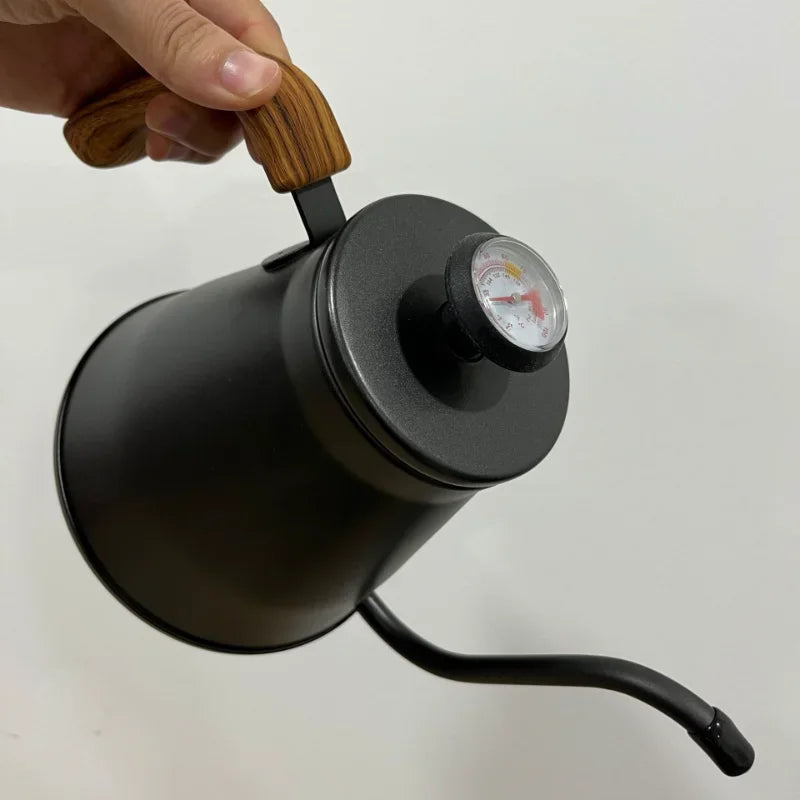 Afralia™ Stainless Gooseneck Coffee Kettle with Thermometer