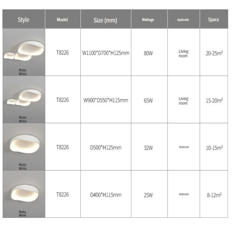 Afralia™ White LED Ceiling Chandelier for Living Room Bedroom with Remote Control