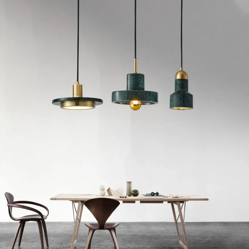 Afralia™ Marble Copper LED Pendant Lamp Modern Hanging Lights Fixtures