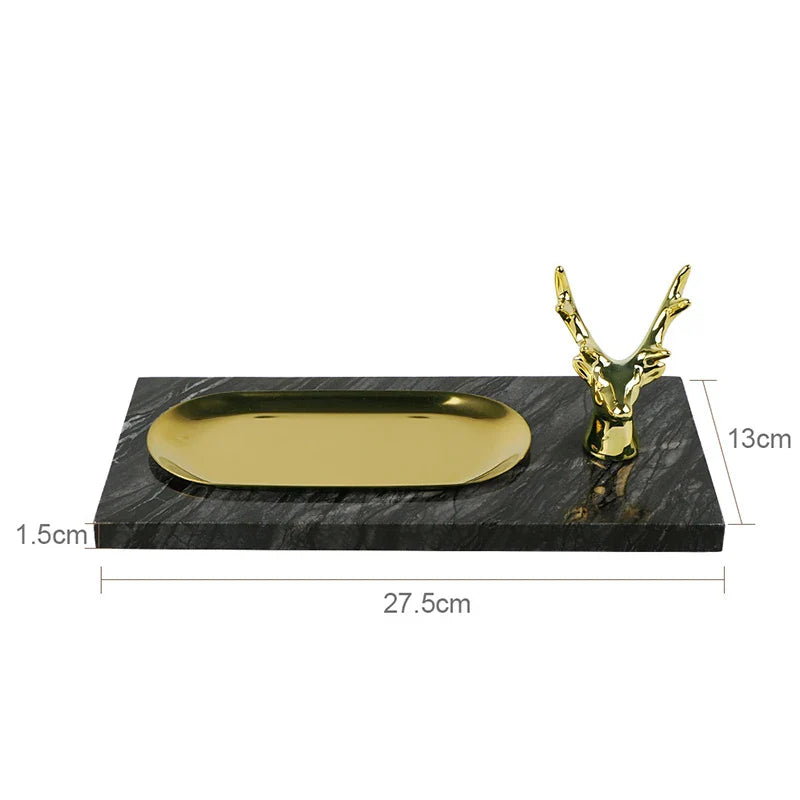 Afralia™ Marble Vanity Mirror Tray Luxury Bathroom Accessories
