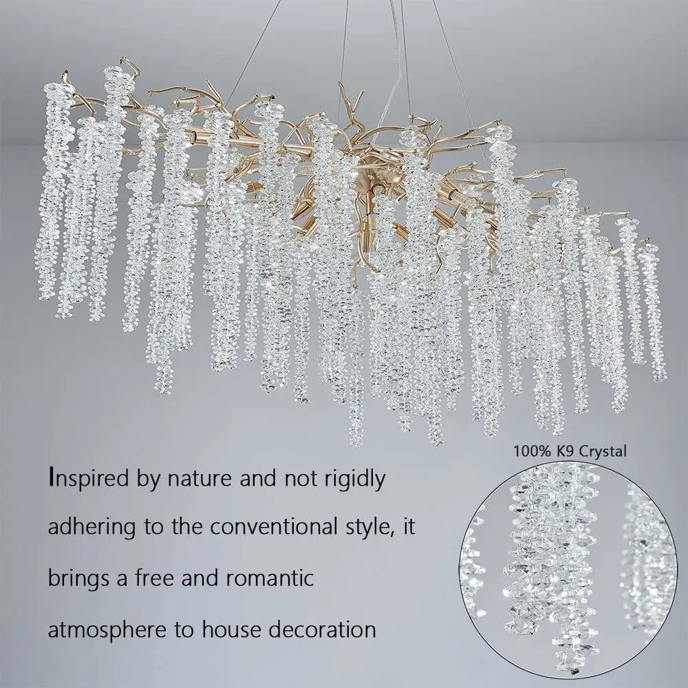 Afralia™ Crystal Tassel Chandelier: Elegant Dining Room Pendant Light Fixtures