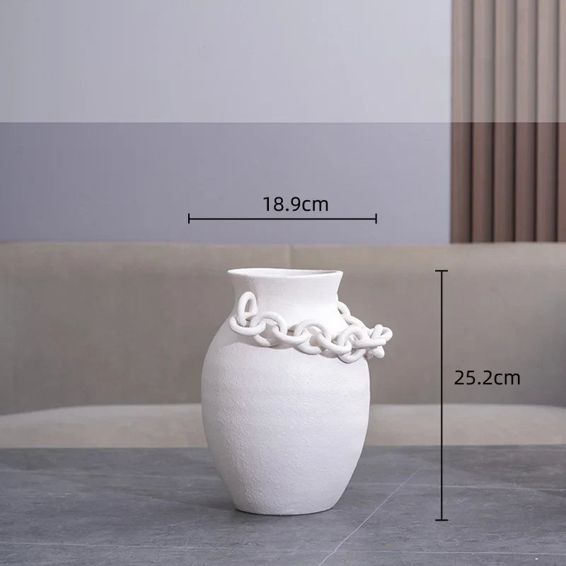 Afralia™ Geometric Chain Porcelain Vase - Stylish Room Decor & Flower Vase