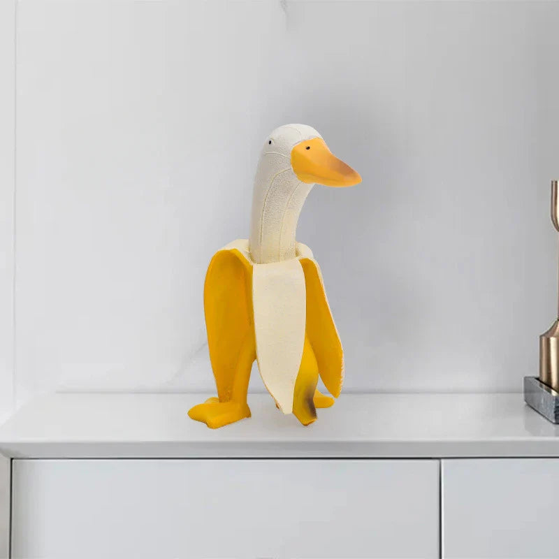 Afralia™ Abstract Banana Duck Sculpture Decorative Figurine for Home Decoration