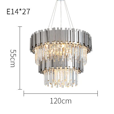 Afralia™ Modern Crystal 4 Tier Chandelier - Gold/Silver - Designer Lighting for Dining Room