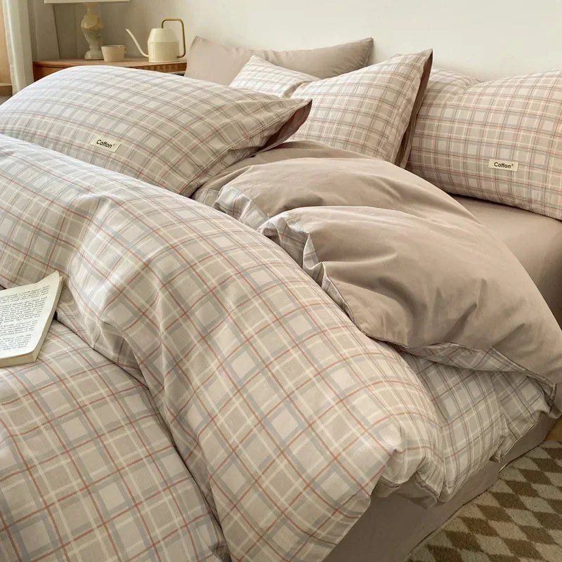 Afralia™ Nordic Cotton Bedding Set: Soft Striped Comforter Cover for Adults