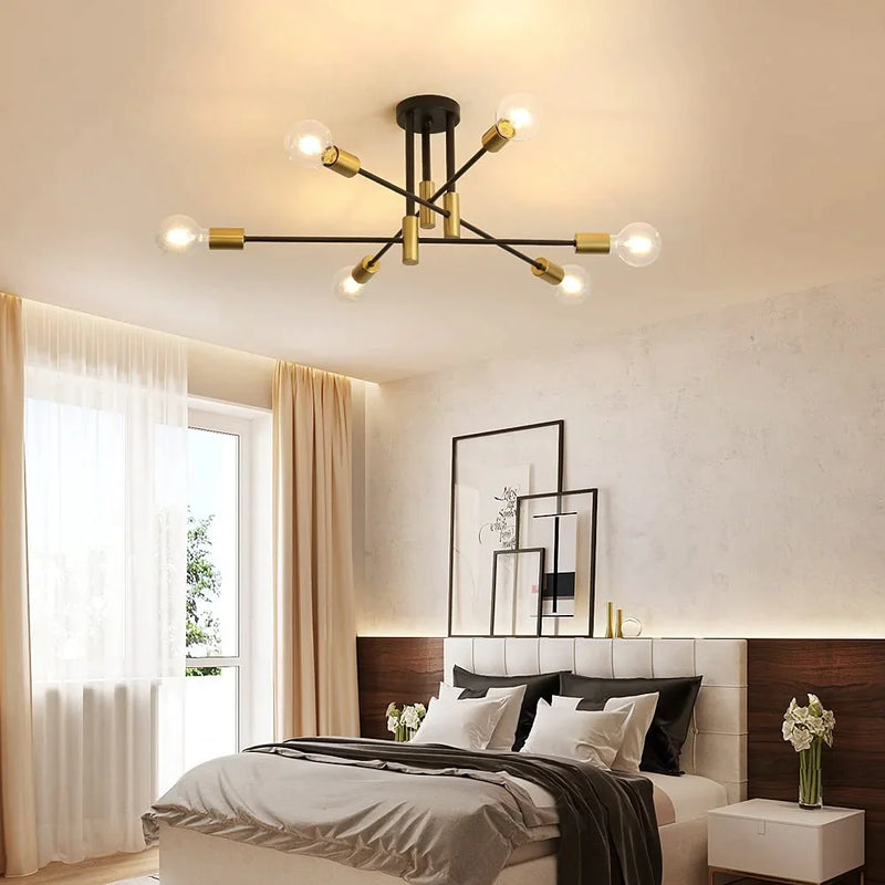 Afralia™ Industrial Sputnik Chandelier Modern Ceiling Light for Kitchen Dining Bedroom