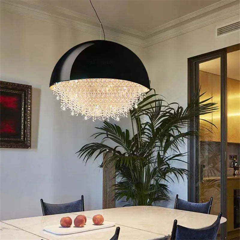 Afralia™ Round Crystal Chandelier: Luxury LED Tassel Lamp for Elegant Living Room & Restaurant Decor
