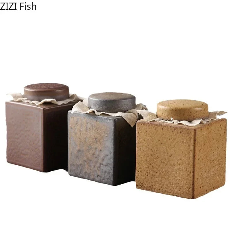 Afralia Ceramic Tea Canister Pottery Jar for Tea and Coffee Storage