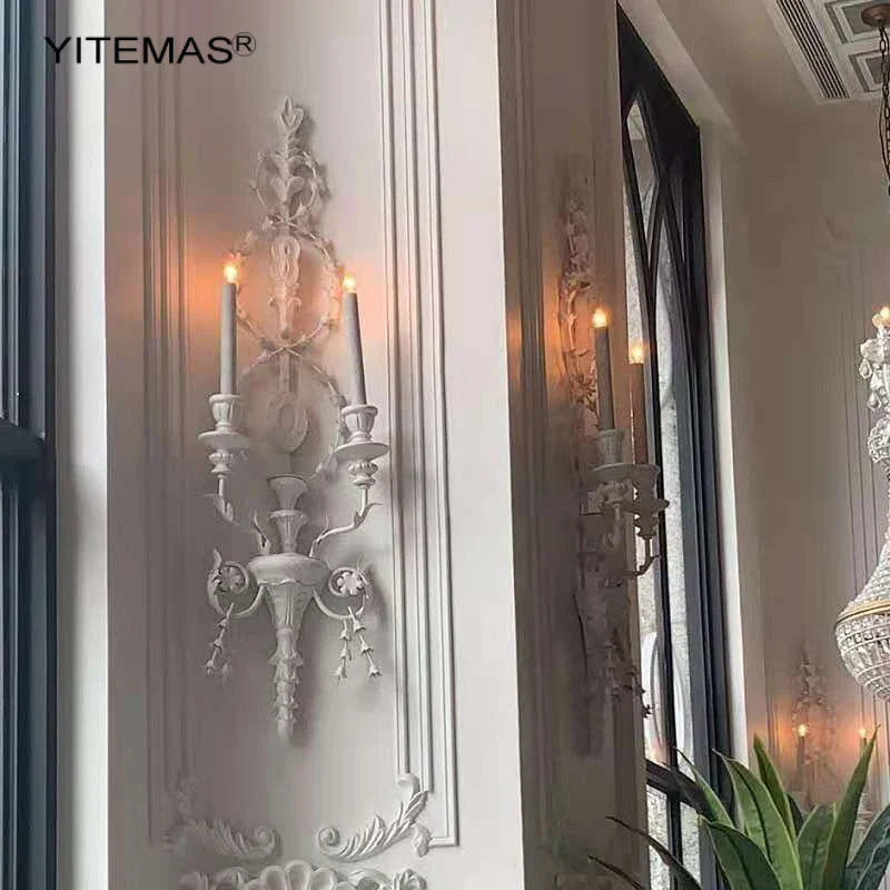 Afralia™ Vintage French White Wall Sconce for Living Room Bedroom Foyer Lighting