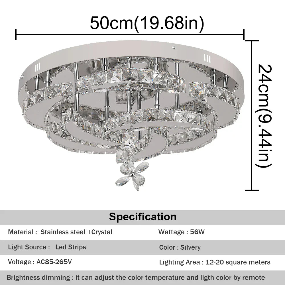 Afralia™ Luxury Crystal LED Chandelier Ceiling Lamp for Living Dining Room