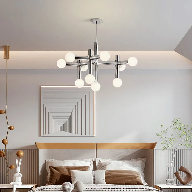 Afralia™ Silver Bauhaus LED Chandelier for Home & Business Decor