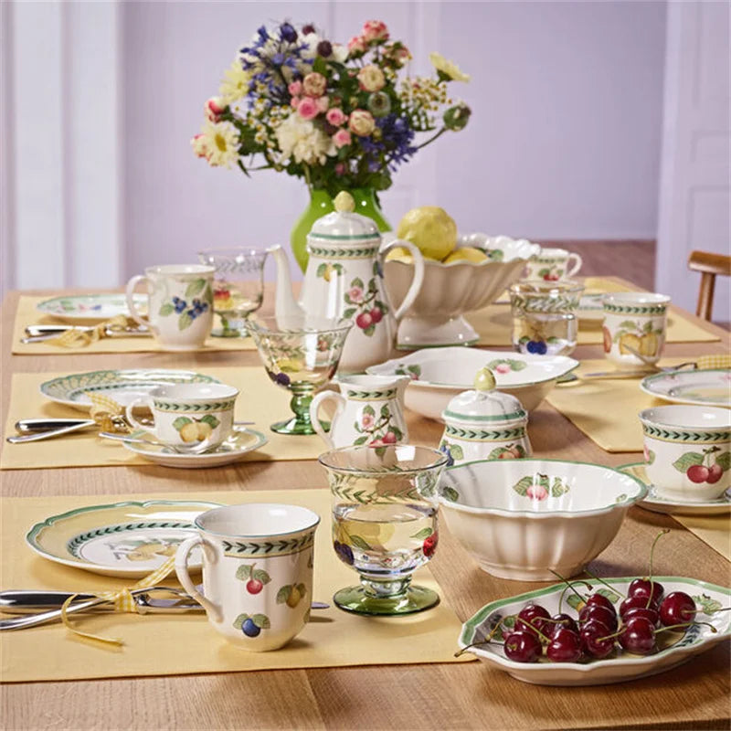 Afralia™ Porcelain Fruit Plates, Formal Garden Bowls, Flawer Tableware for Home-Kitchen dining.