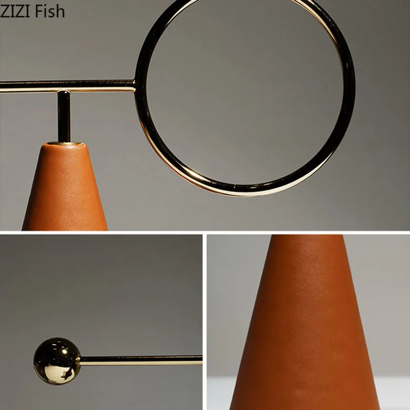 Afralia™ Geometric Metal Rod Sculpture Decor Modern Minimalist Room Crafts Aesthetic