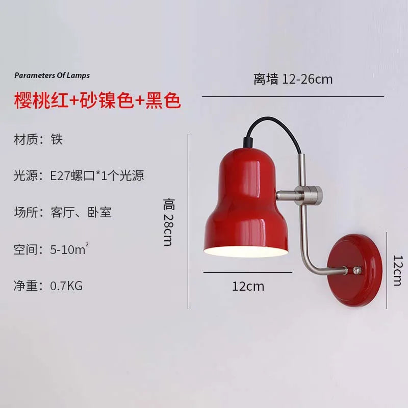 Afralia™ Medieval Red Wall Lamp LED Iron Art Adjustable for Bedroom Bedside Reading