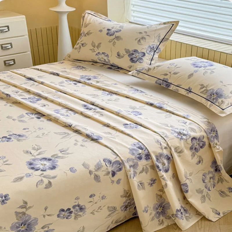 Afralia™ Cooling Cotton Flower Print Bed Cover Matress Protector