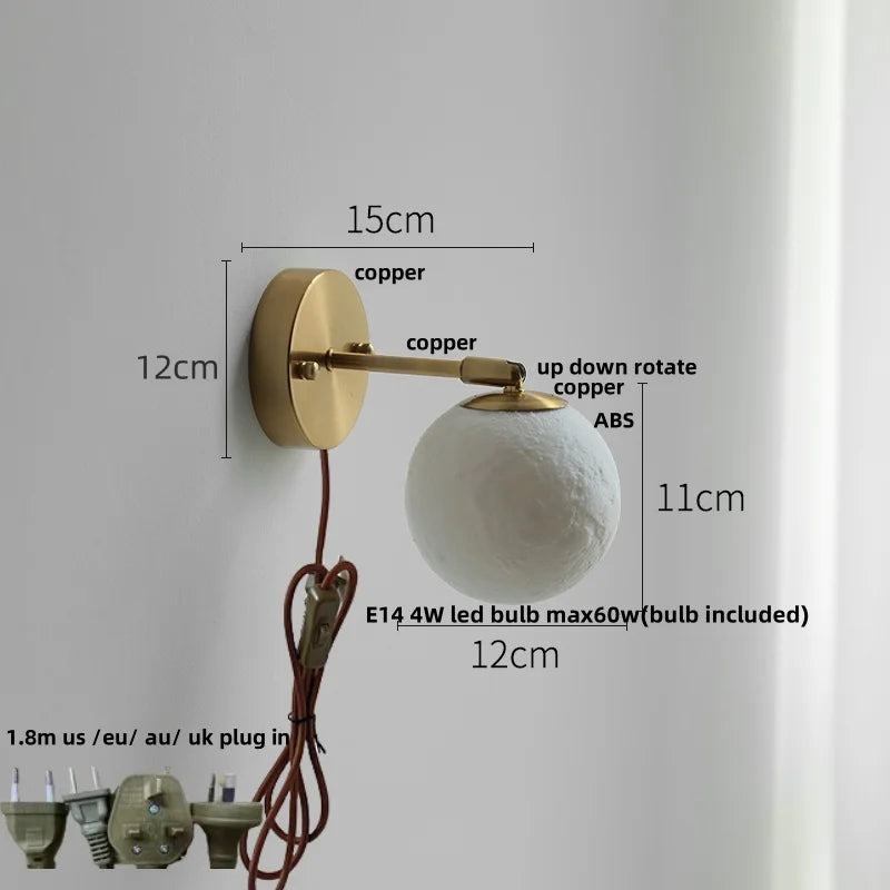 Afralia™ Moon Wall Sconce Up Down Rotate LED Light, Modern Nordic Bedside Lamp