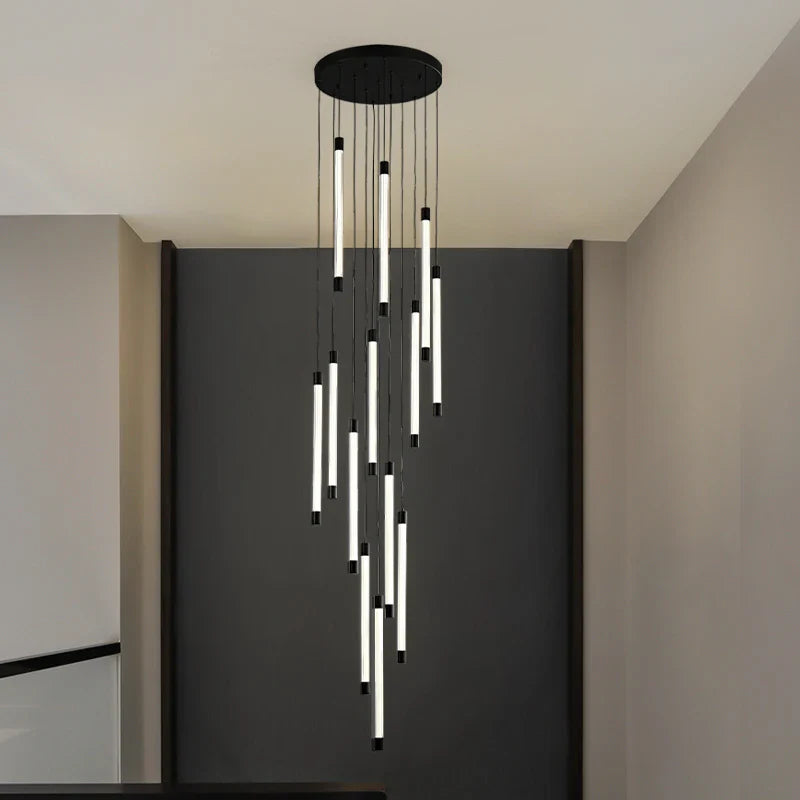 Afralia™ Villa Hotel Lobby Chandelier LED Tube Pendant Lights for Stylish Indoor Lighting