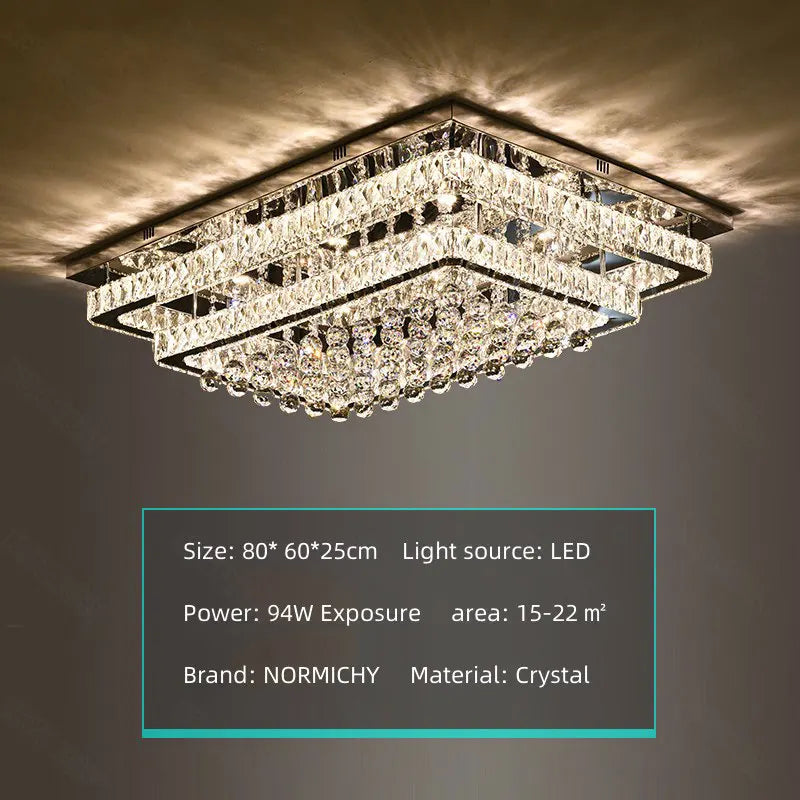 Afralia™ Elegant Crystal LED Chandelier, Remote Control Ceiling Lamp for Living Room, Bedroom