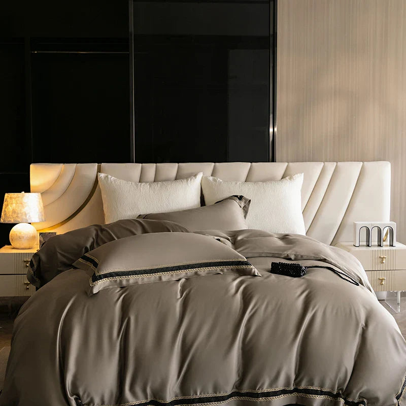 Afralia™ Luxury Embroidery Eucalyptus Duvet Cover Set with Silky Cool Feel