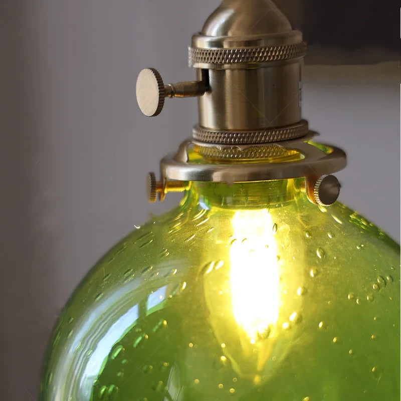 Afralia™ Bubble Glass Ball LED Pendant Lamp with Copper Knob Switch - Nordic Modern Home Decor