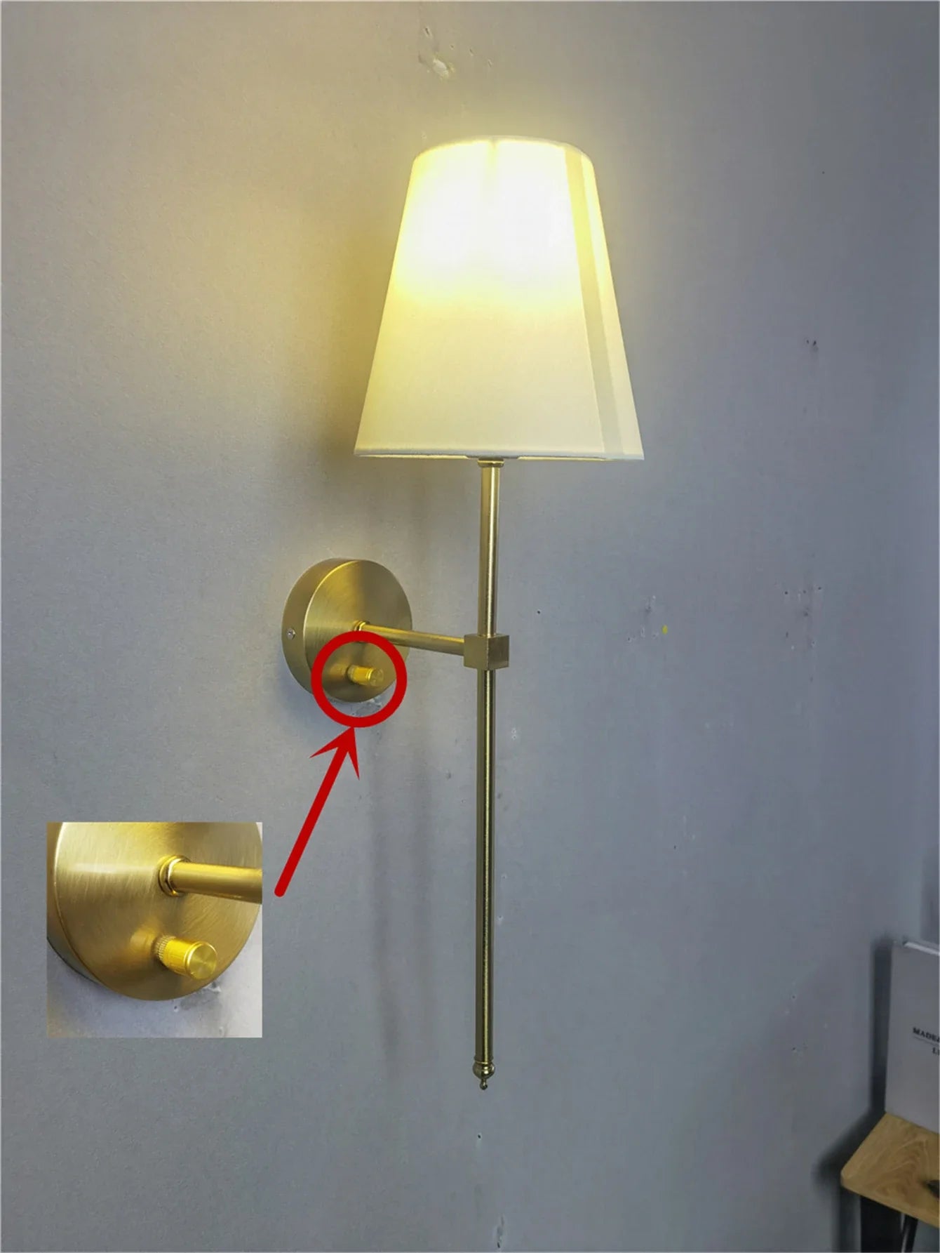Afralia™ Flared White LampShade Wall Lamp - Knob Switch Sconce Lighting Fixture