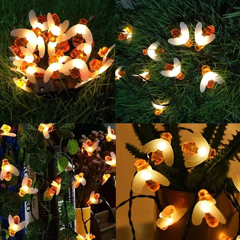 Afralia™ Solar Bee String Lights: Outdoor Fairy Light Garland 8 Modes Waterproof Garden Party Decor