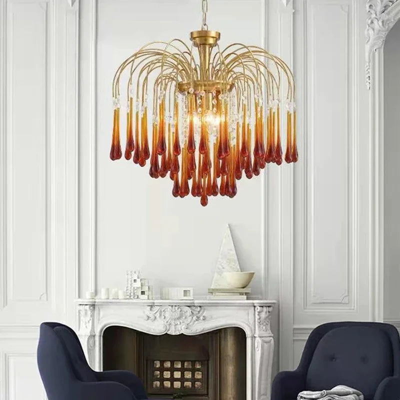 Afralia™ Crystal Water Drop Ceiling Chandelier for Home Decor and Lighting