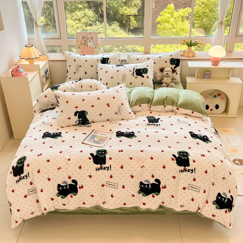 Afralia™ Soft Flannel Comforter Cover: Cute Pattern, Skin-Friendly for Warm, Cozy Sleep